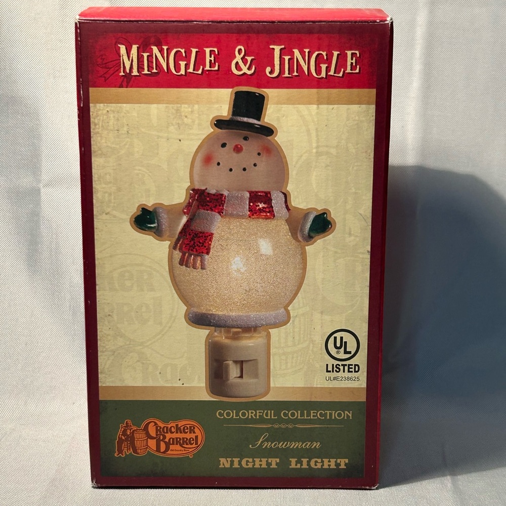 Cracker Barrel Mingle & Jingle Snowman Night Light - 2008